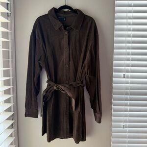 ASOS Brown Corduroy Belted Dress